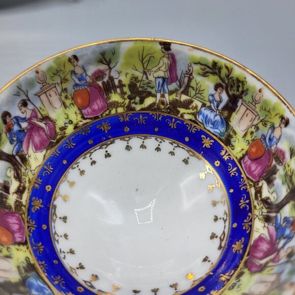 Vtg Royal Carlton Japan Porcelain Tea Cup Saucer Set Gold Handle Trim Victorian - Picture 9 of 14